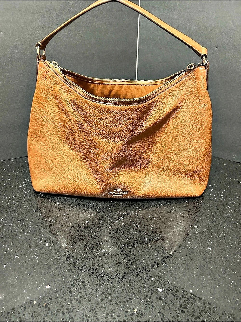 Coach Brown Leather-Look Hobo Bag